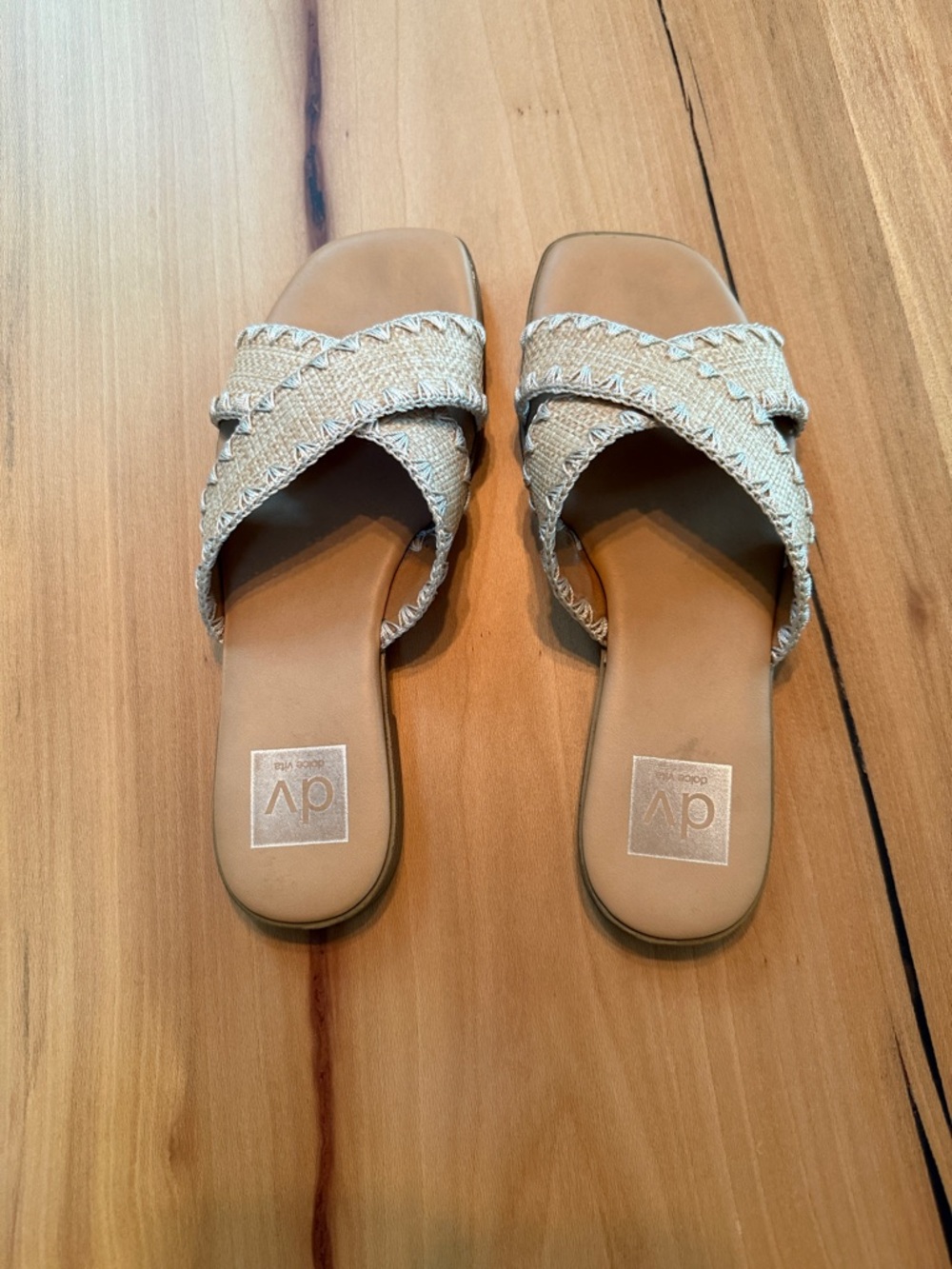 DV by Dolce Vita Neutral Braided Cross-Strap Slide Sandals